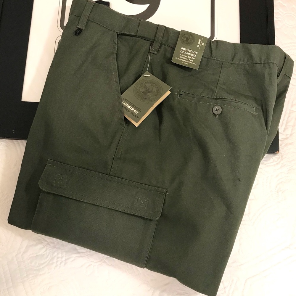 Boy Scouts of America Centennial Zip-Off Uniform Pant Men Green Size 38 NWT